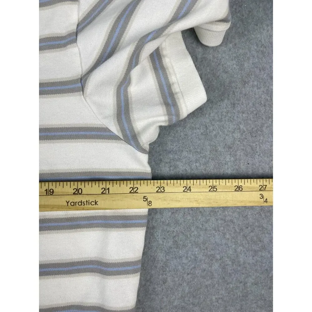 Banana Republic Polo Shirt Mens XL White Striped Short Sleeve‎ Preppy Classic